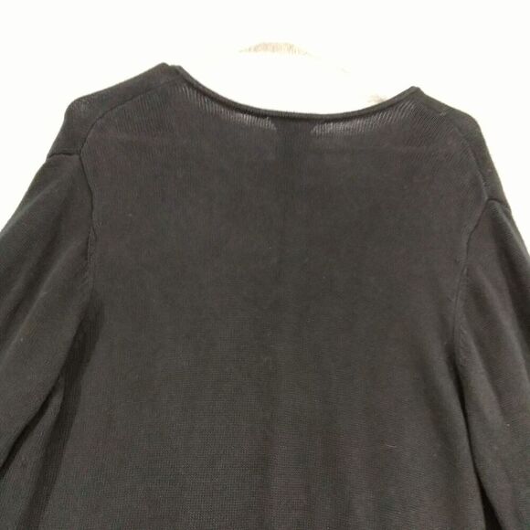 cabi Cardigan Sweater Womens Size L Black Long Open Front Tie Collar Pockets - Picture 11 of 13